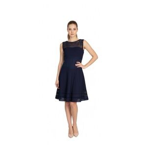 Tadashi Shoji Lace And Crochet Collage Dress (Navy Blue) Sz 16